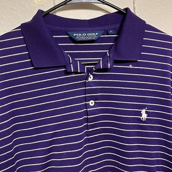 Polo Ralph Lauren POLO Golf ⛳️ Polo, Purple w/gray and white pin stripe - Picture 2 of 6
